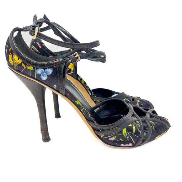 Gucci Black Flora Strappy Sandals size 8.5 - Picture 5 of 12